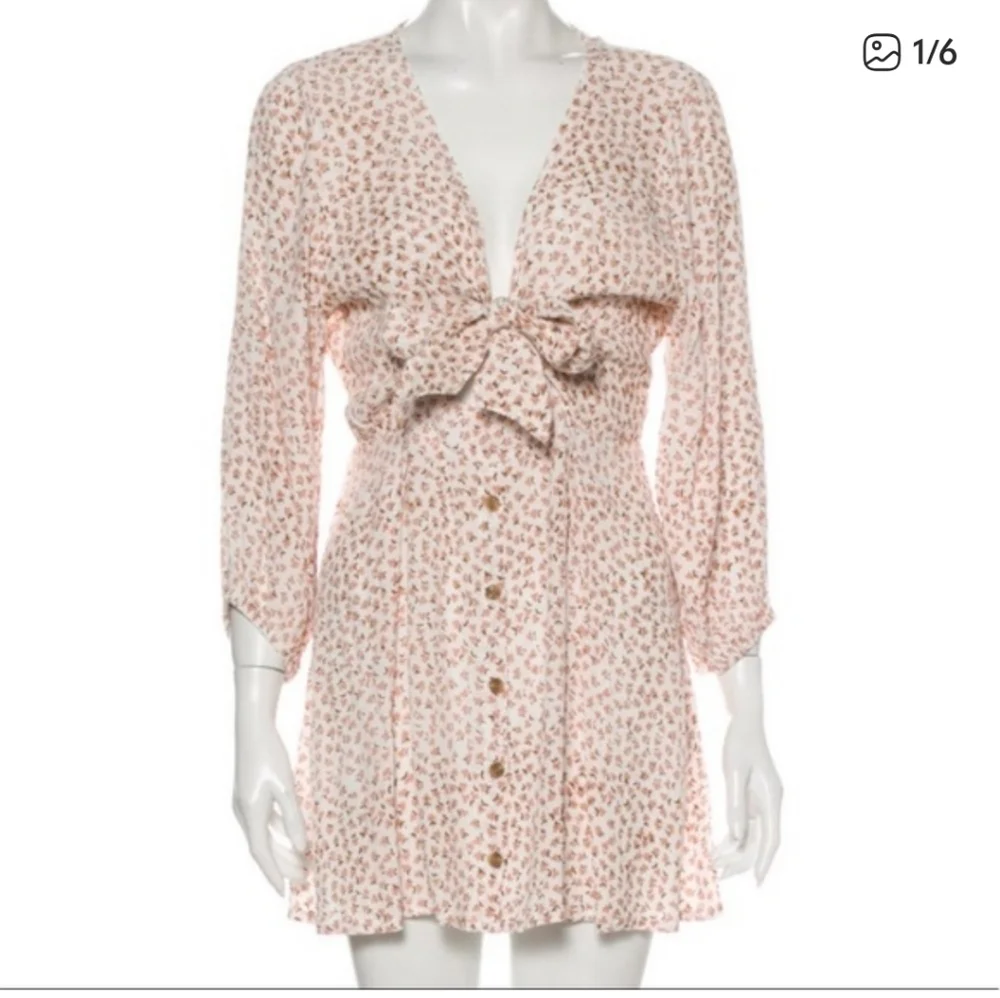 Faithfull the Brand Pink Floral Bow- Front Mni Dress ■ Size 4